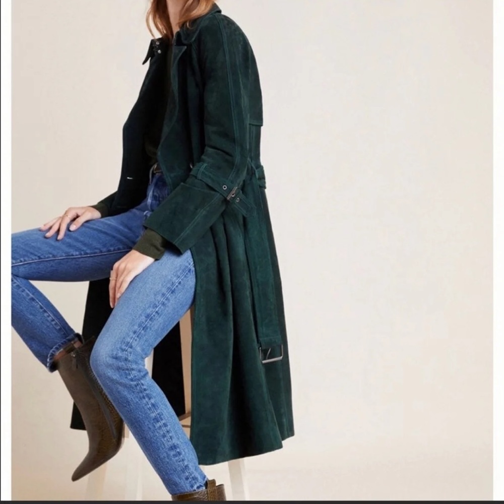 Suede trench coat